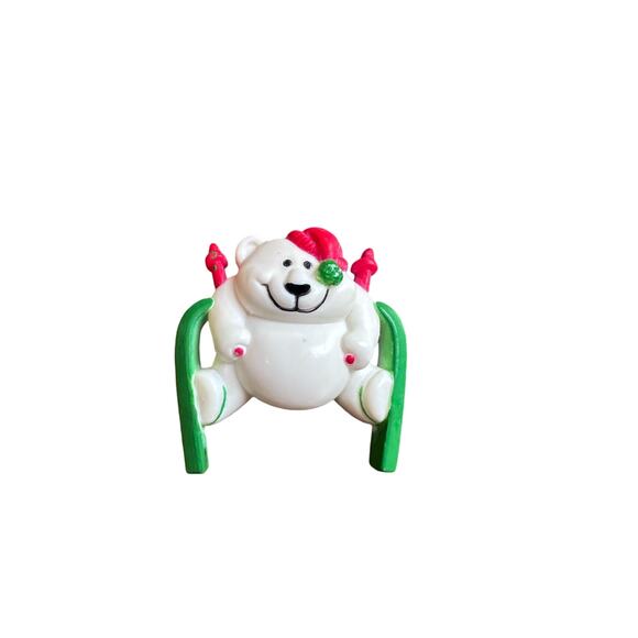 Vintage 80s Russ Polar Bear Pin - Skiing Holiday Winter Snow - Signed - Picture 8 of 10